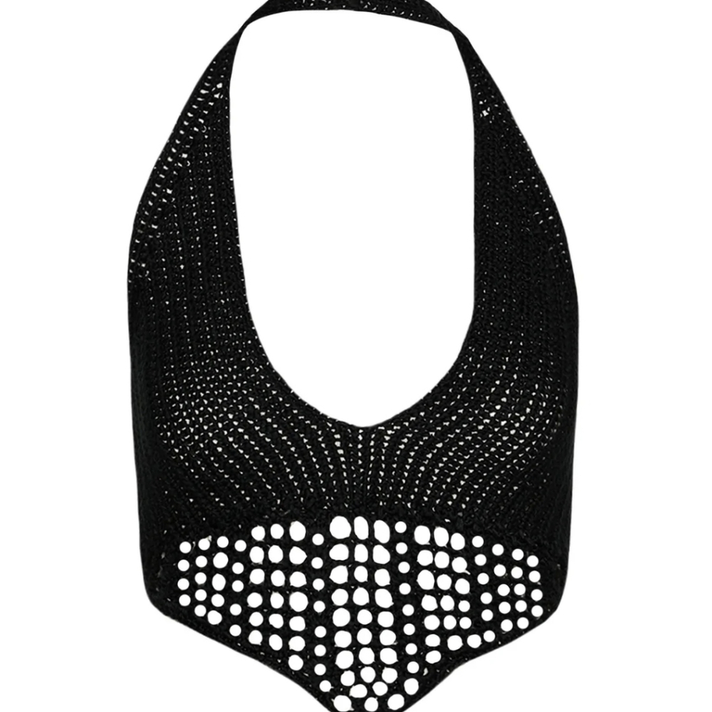 Beautifully made Tiger Mist Augusta Black Crocheted Knit Halter Top, XS - Picture 15 of 16